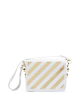 Off-White White/Gold  Metallic Stripe Crossbody Bag